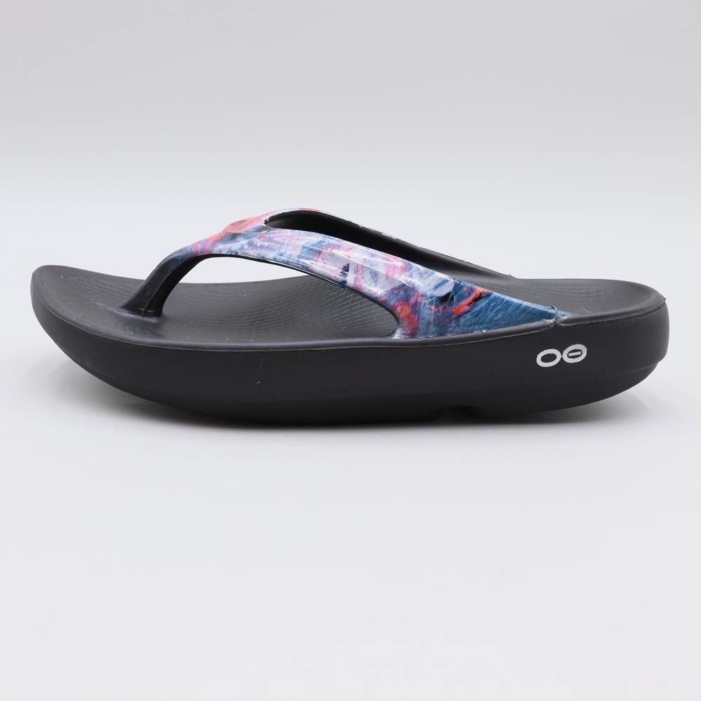 OOFOS OOlala Limited Recovery Thong Sandals Womens Size US 8 Black Multicolor - Picture 3 of 7